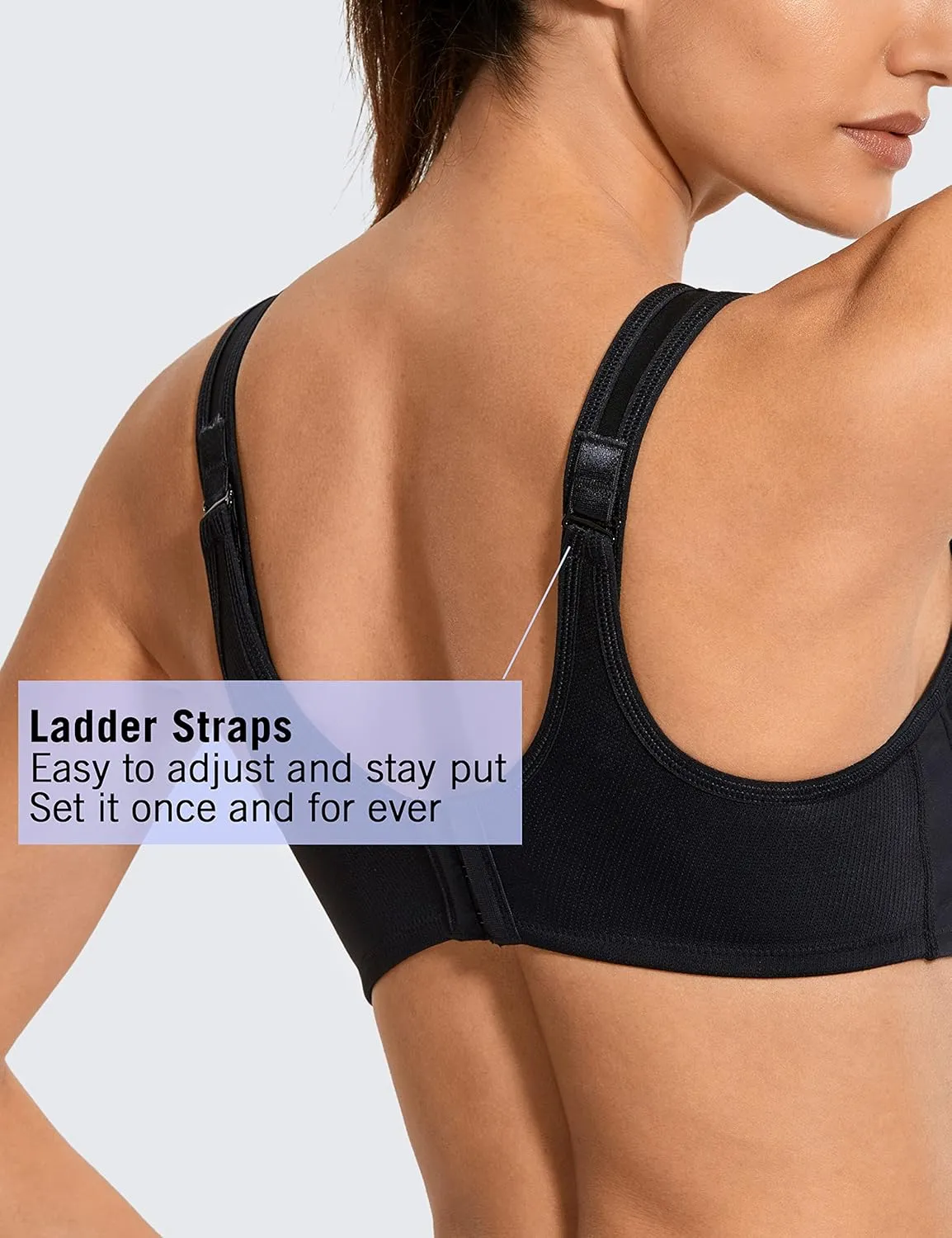 SYROKAN Women's Max Control Underwire Sports Bra High Impact Plus Size with Adjustable Straps Unlined Bra