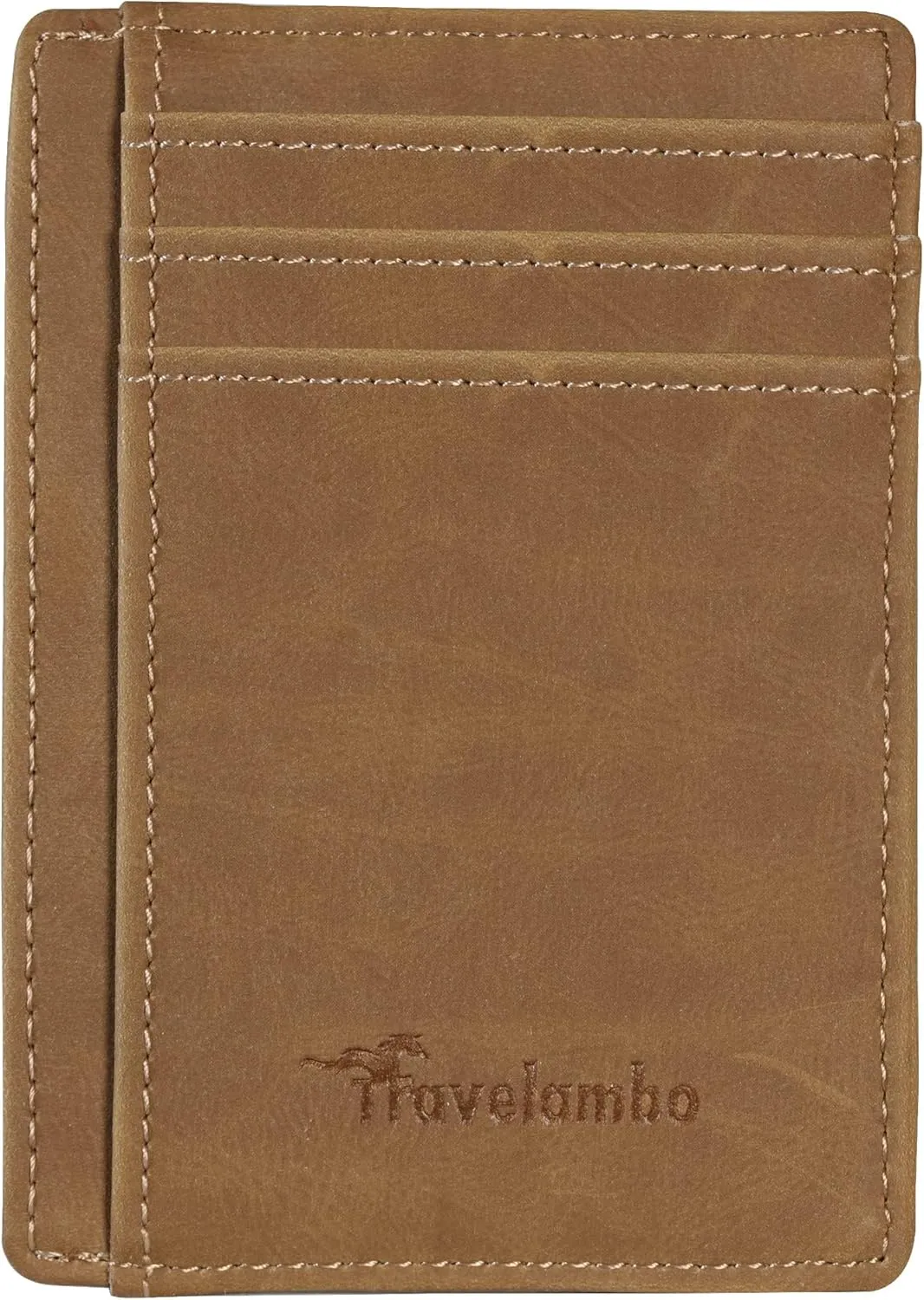 Travelambo Slim Wallet Front Pocket Minimalist Leather RFID Blocking Medium Size