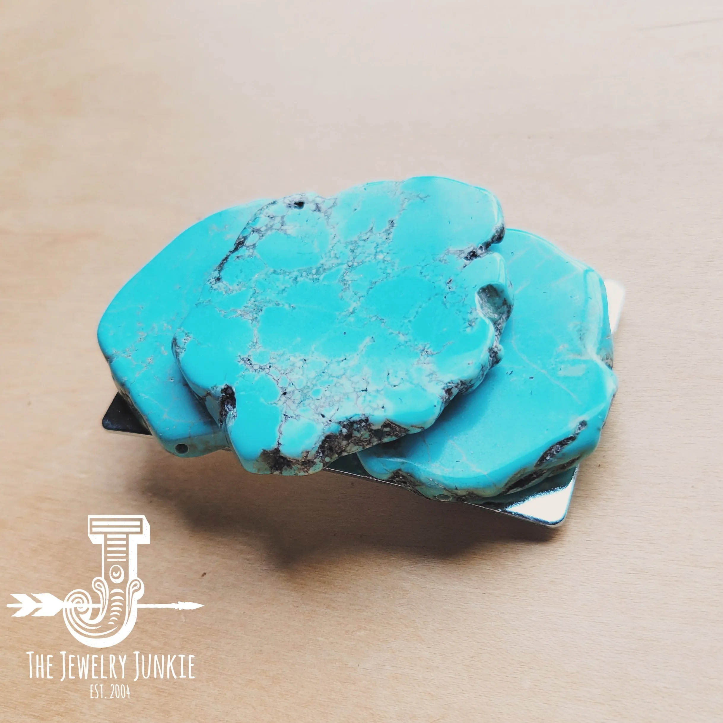 Triple Turquoise Slab Belt Buckle 906s