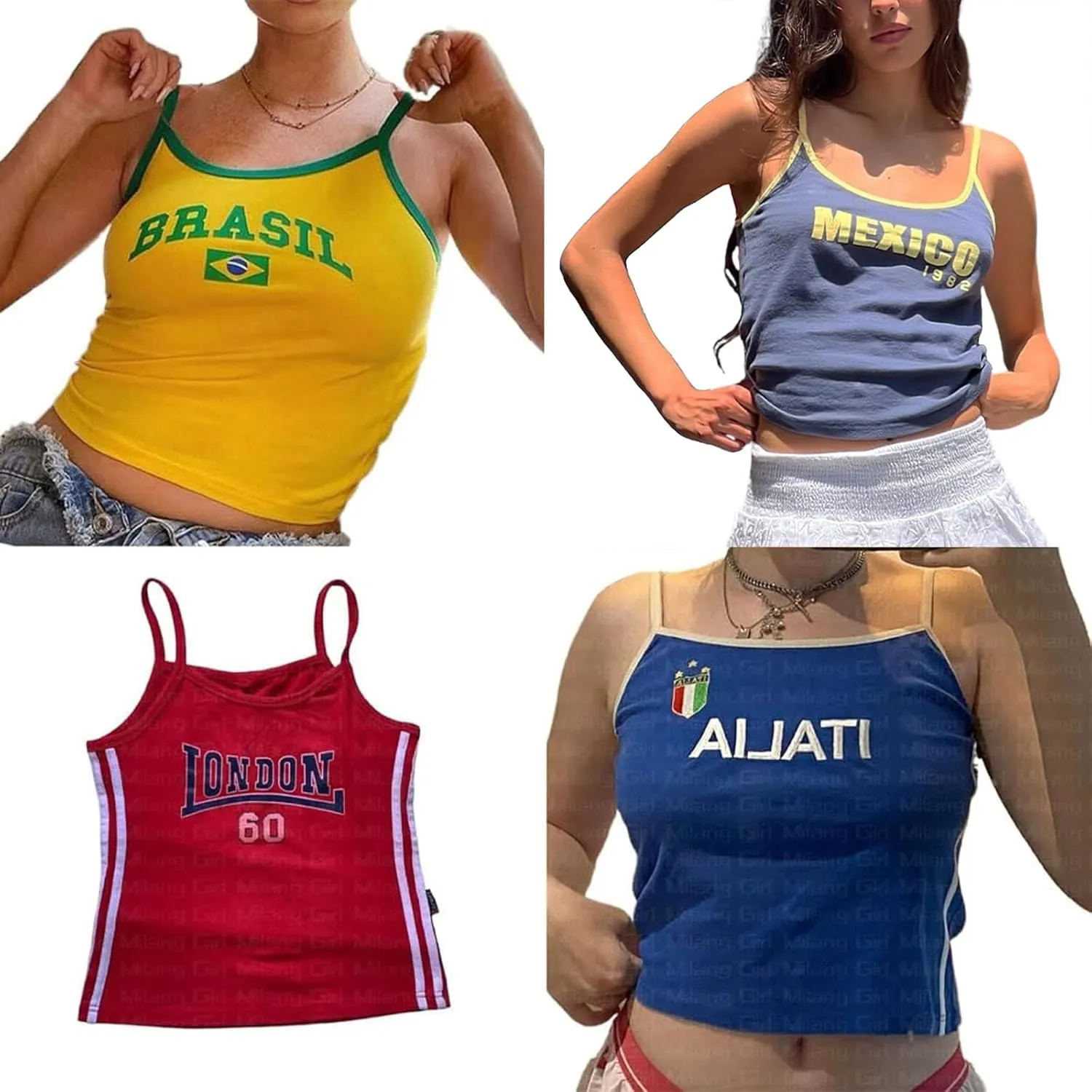 Vintage Graphic Baby Tees for Women Brazil Shirt Y2k Tops Mexico Crop Top Jersey 2000s Summer Going Out Tops