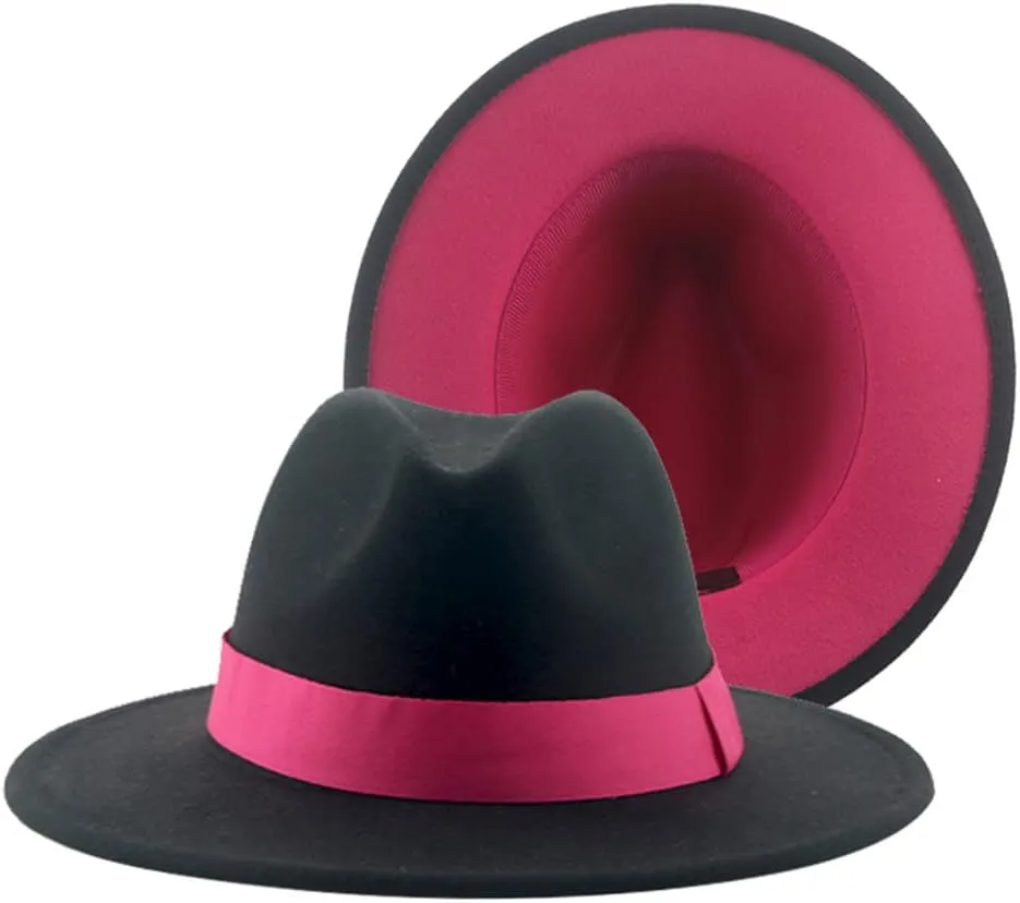 Vsadsau Women Men Fedoras Hats Patchwork Formal Caps Outdoor Panamas Hats Wedding Decorate Hat