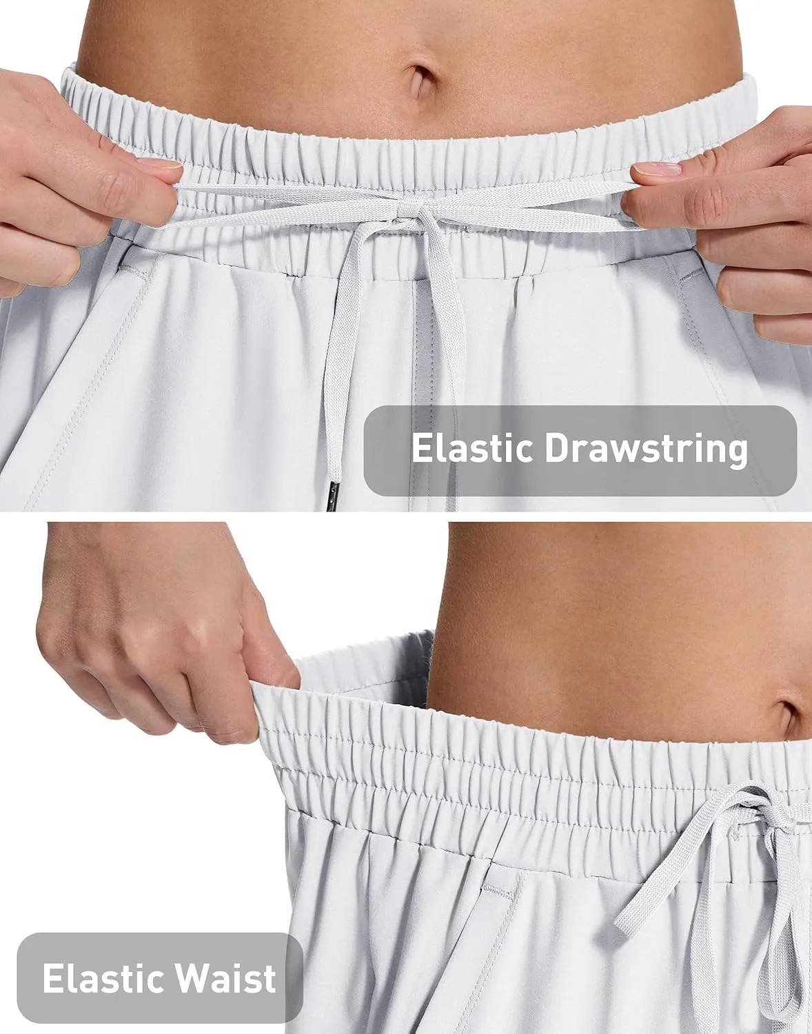 Women's Hiking Golf Shorts with Pockets 15" Knee Length Quick Dry Stretch Shorts Elastic Waist Lightweight Walking