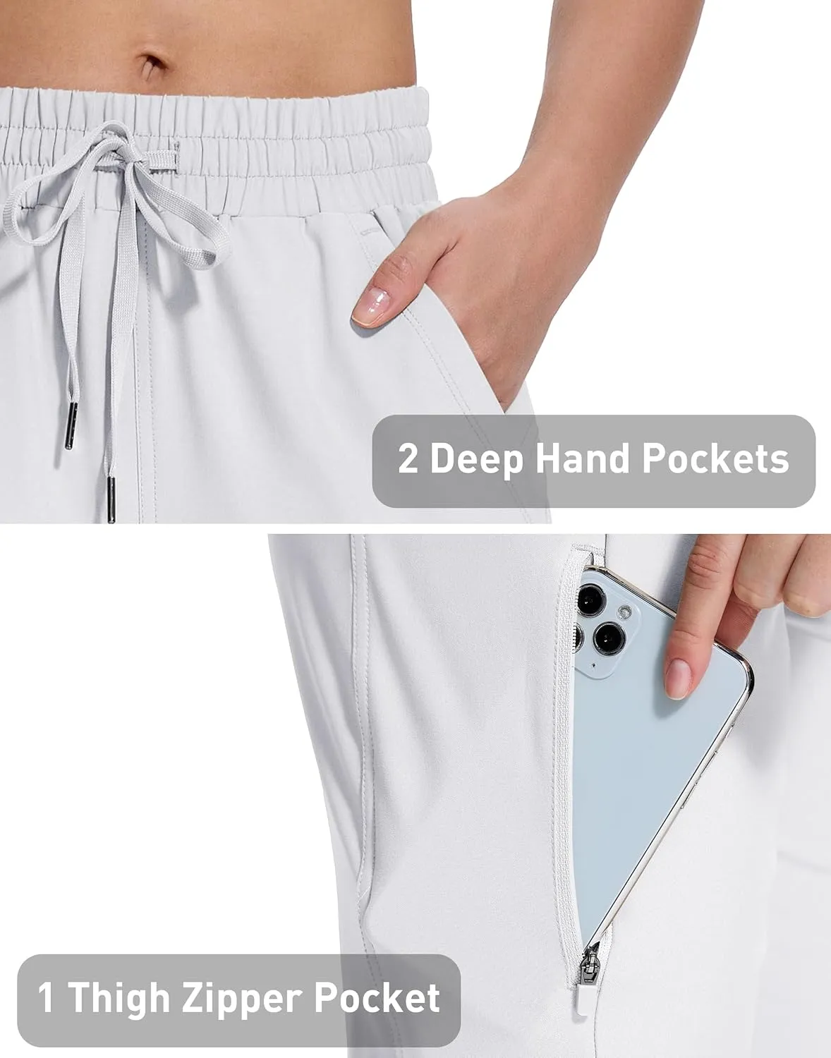 Women's Hiking Golf Shorts with Pockets 15" Knee Length Quick Dry Stretch Shorts Elastic Waist Lightweight Walking