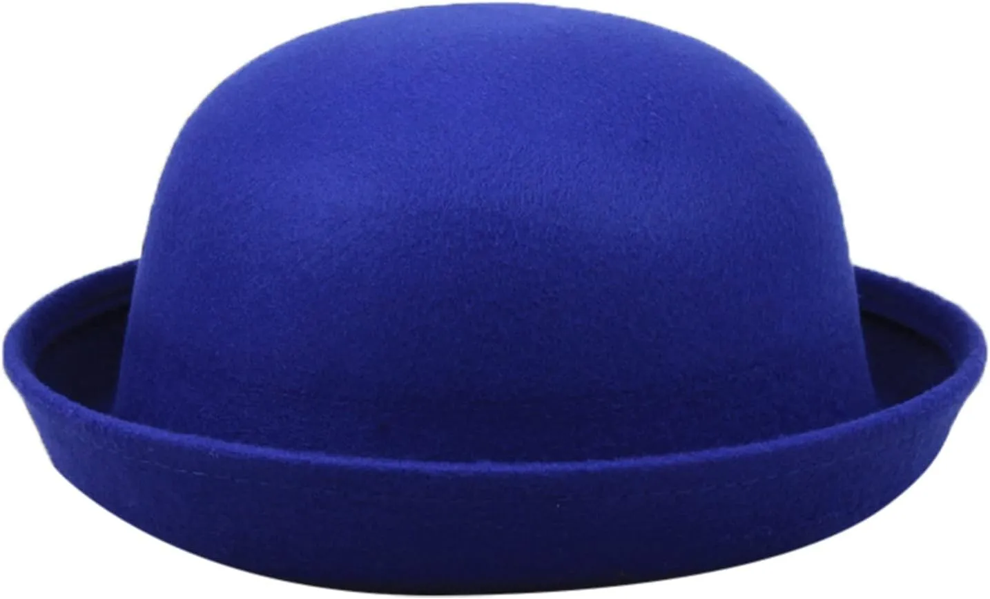Womens Roll Up Brim Fedora Hats Elegant Adults Solid Hat Panama Bowler Hat Bucket Hat Mens Classic Wool Bowler