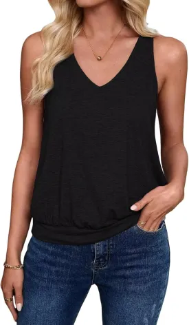 Womens Tank Tops Casual V Neck Sleeveless Summer Spring Clothes Loose Fit Cute Outfit Basic Cami 2025 Fashion Shirts