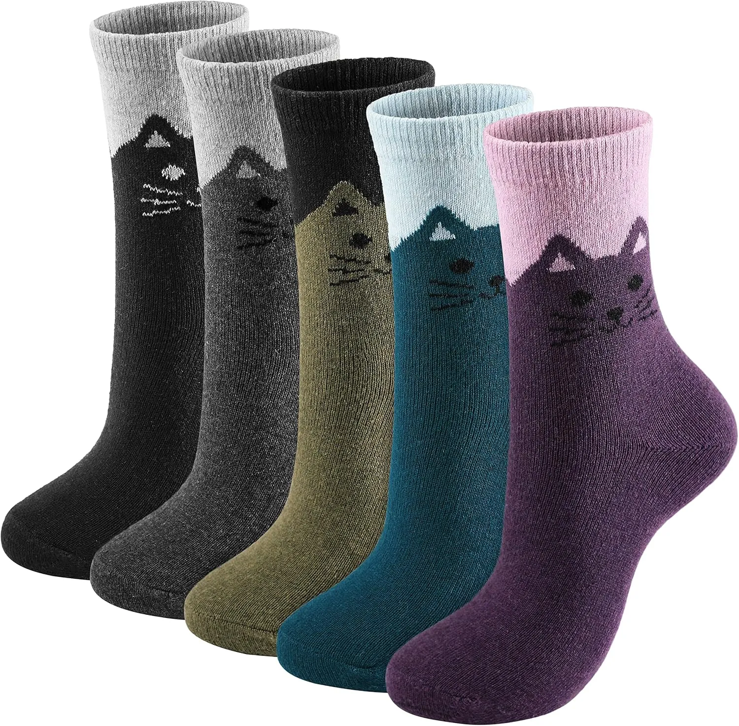 Wool Socks - Vintage Winter Warm, Soft Cozy, Thick Knit Boots Socks Gifts for Women Men