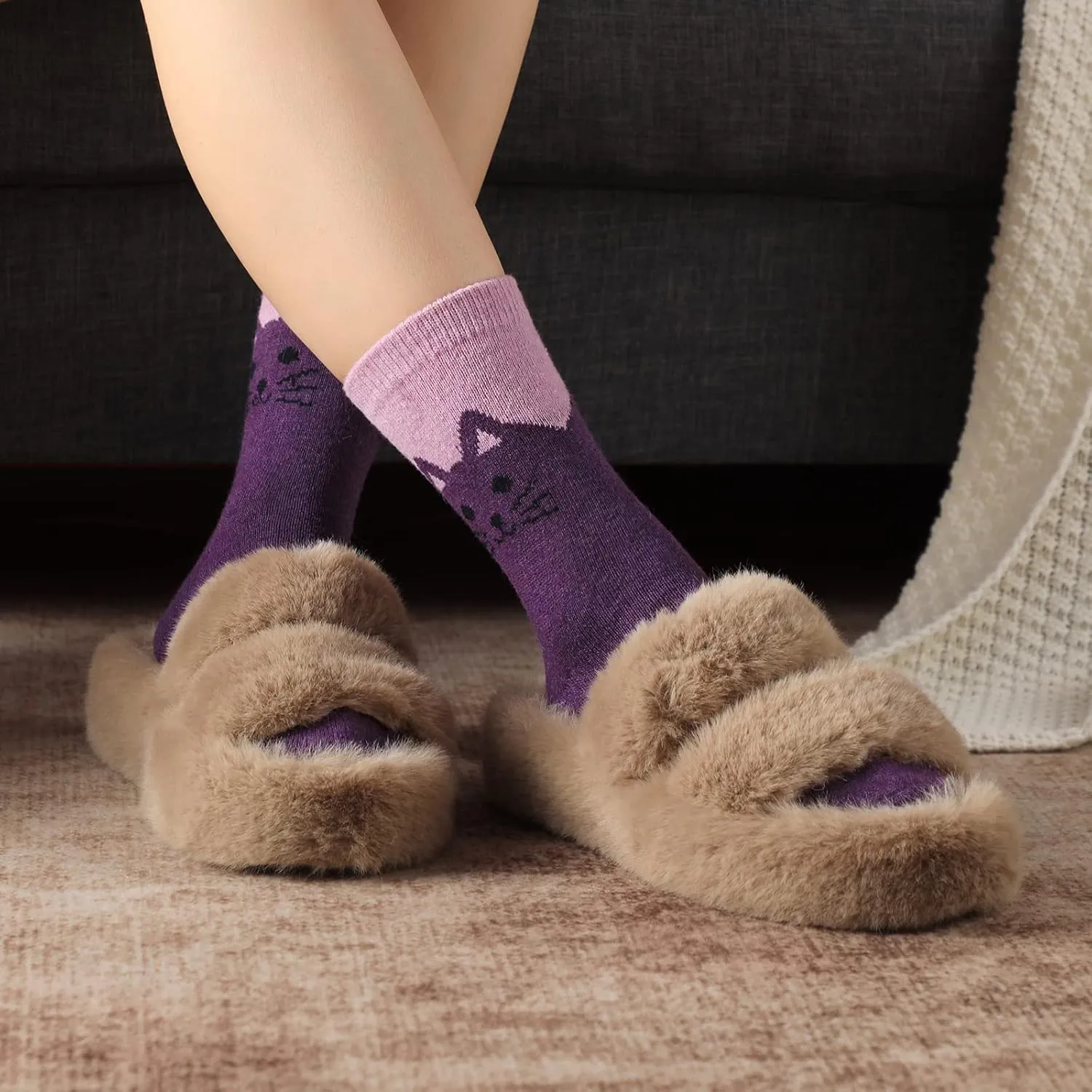 Wool Socks - Vintage Winter Warm, Soft Cozy, Thick Knit Boots Socks Gifts for Women Men