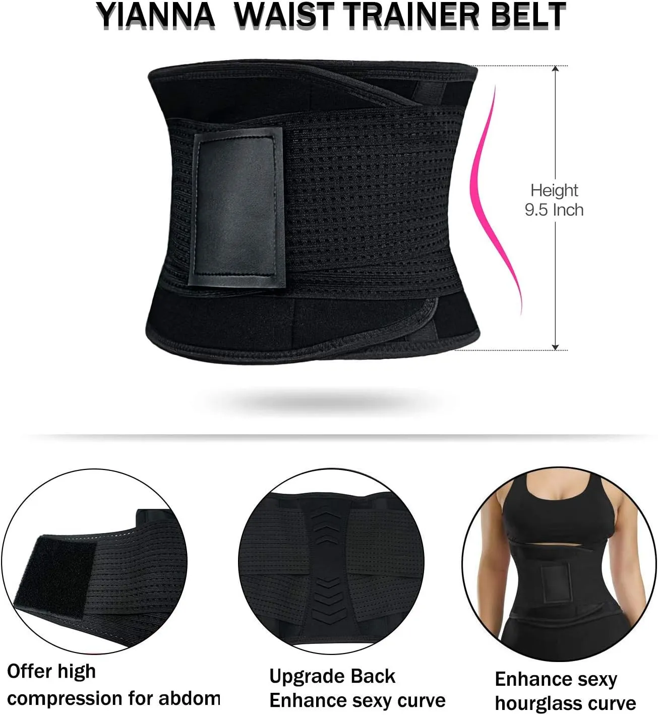 YIANNA Waist Trainer Belt for Women Waist Trimmer Weight Loss Workout Fitness Back Support Belts
